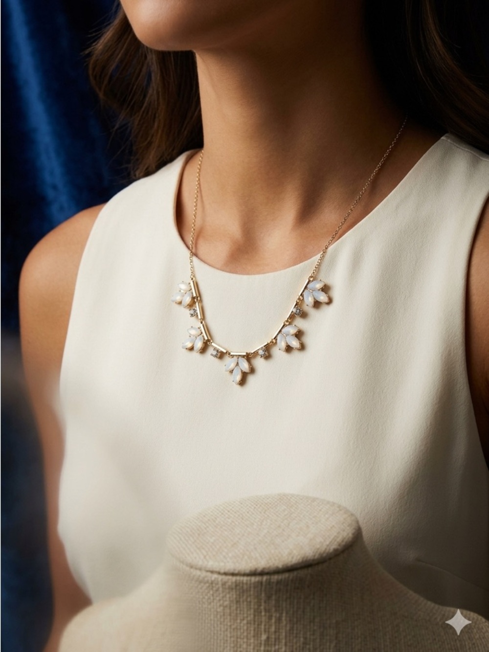 Luxe Bridal Botanical: Opalescent Floral Marquise Statement Necklace
